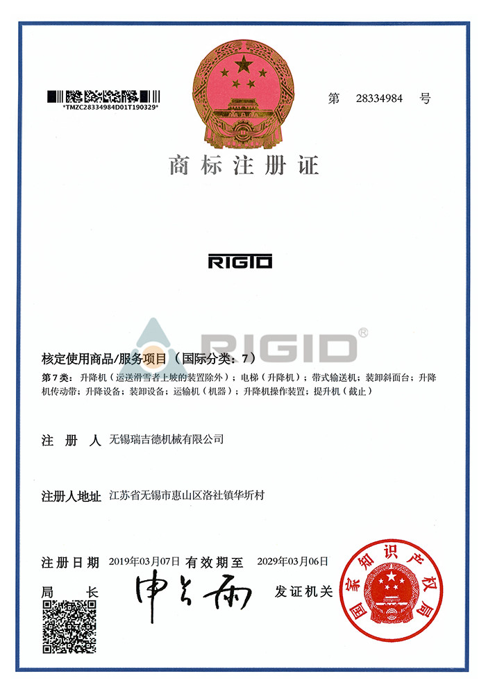 Trademark registration certificate